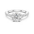 Classic K14 Gold Round Solitaire with Trillion Side Stones